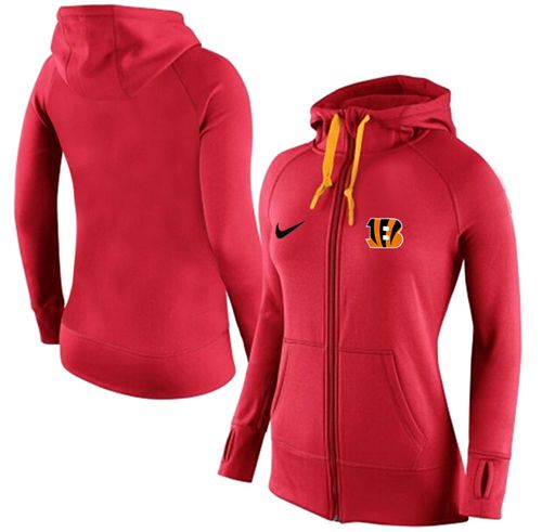 Women's Nike Cincinnati Bengals Full-Zip Performance Hoodie Red